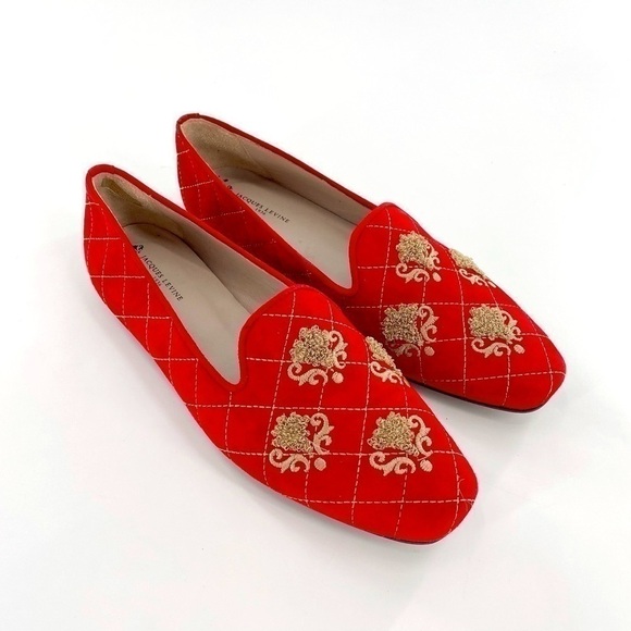 Jacques Levine Red Suede quilted Loafers Size 8 - Picture 13 of 13